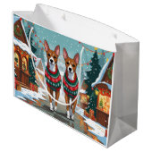 Basenji Dogs Christmas Snow Holiday Groot Cadeauzakje (Achterkant Gekanteld)