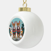 Basenji Dogs Christmas Snow Holiday  Keramische Bal Ornament (Rechts)