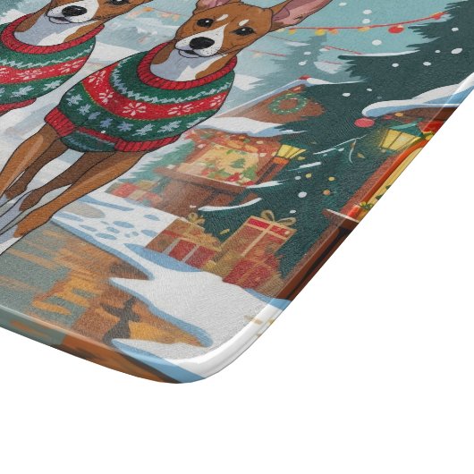 Basenji Dogs Christmas Snow Holiday  Snijplank (Hoek)