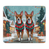 Basenji Dogs Christmas Snow Holiday  Snijplank (Voorkant)