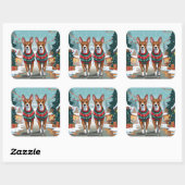 Basenji Dogs Christmas Snow Holiday  Vierkante Sticker (Vel)