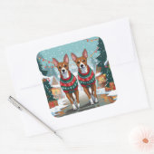 Basenji Dogs Christmas Snow Holiday  Vierkante Sticker (Envelop)