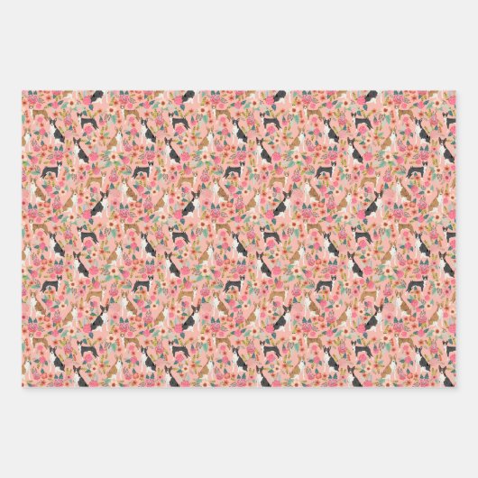 Basenji Dogs Floral Inpakpapier Vel (Voorkant 3)