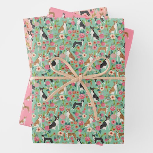 Basenji Dogs Floral Inpakpapier Vel (In situ)