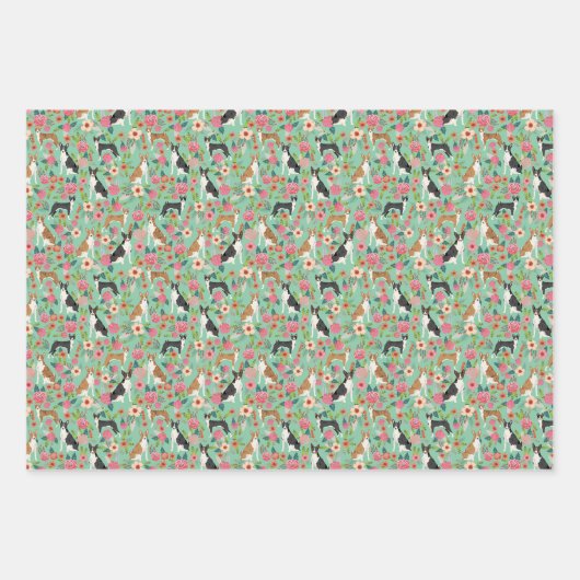 Basenji Dogs Floral Inpakpapier Vel (Voorkant)