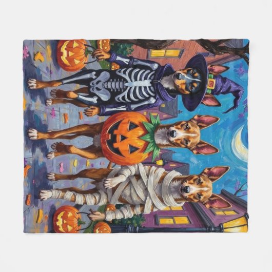 Basenji Dogs Trick-or-Treating Halloween kostuums Fleece Deken (Voorkant (Horizontaal))