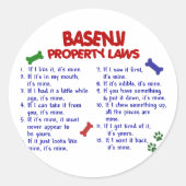 BASENJI Eigendomwetten 2 Ronde Sticker (Voorkant)