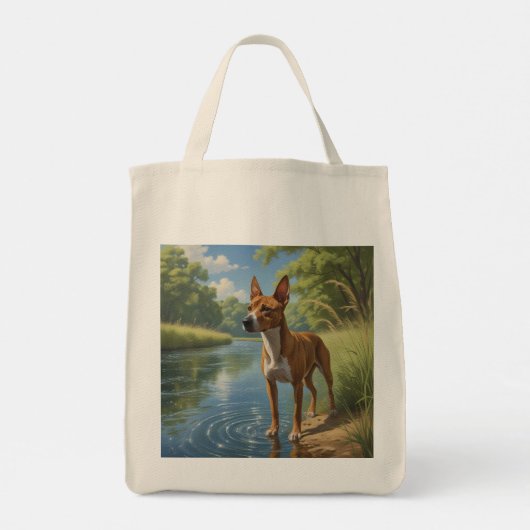 Basenji Elegant Grocery Canvas tas (Achterkant)
