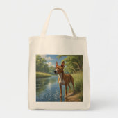 Basenji Elegant Grocery Canvas tas (Voorkant)