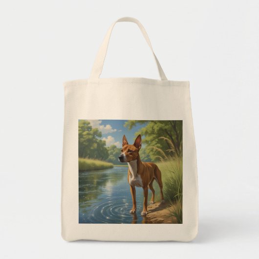 Basenji Elegant Grocery Canvas tas (Voorkant)