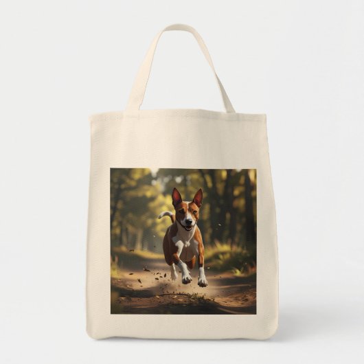 Basenji Elegant Grocery Canvas tas (Voorkant)