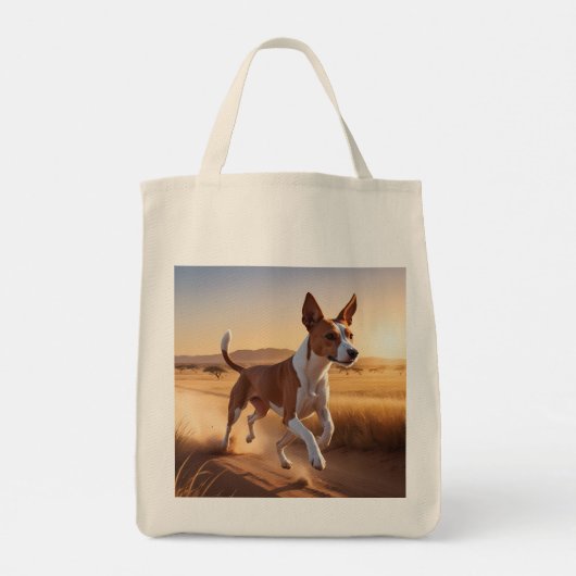 Basenji Elegant Grocery Canvas tas (Achterkant)