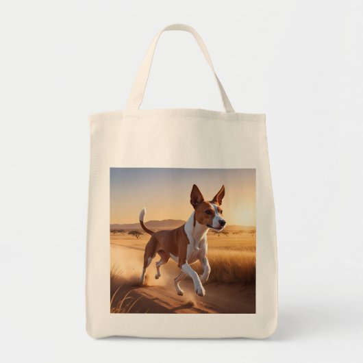 Basenji Elegant Grocery Canvas tas (Voorkant)