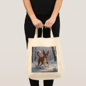 Basenji Elegant Grocery Canvas tas (Voorkant (product))