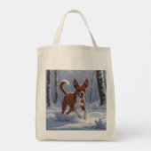 Basenji Elegant Grocery Canvas tas (Achterkant)