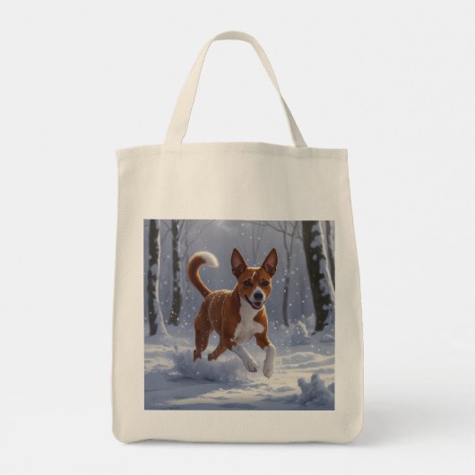 Basenji Elegant Grocery Canvas tas (Achterkant)