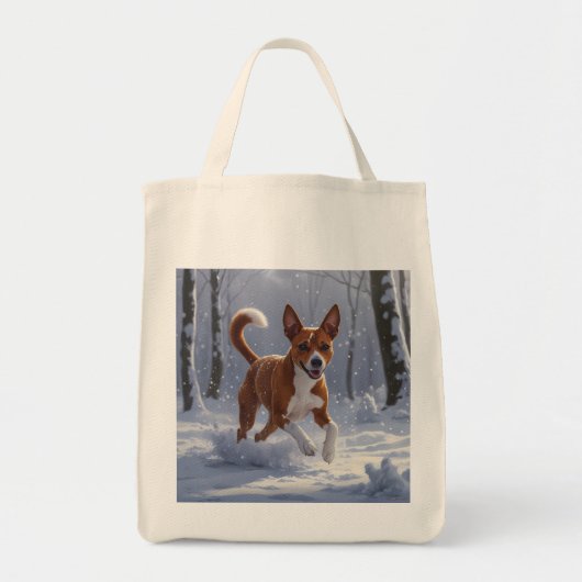Basenji Elegant Grocery Canvas tas (Voorkant)