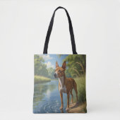 Basenji Elegant Schouder Canvas tas (Voorkant)
