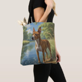Basenji Elegant Schouder Canvas tas (Dichtbij)