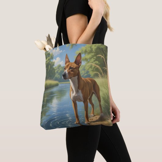 Basenji Elegant Schouder Canvas tas (Dichtbij)