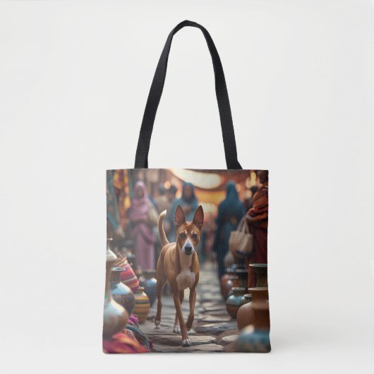 Basenji Elegant Schouder Canvas tas (Voorkant)