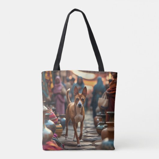 Basenji Elegant Schouder Canvas tas (Achterkant)