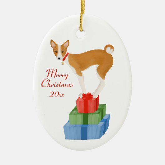 Basenji en Cadeaus Ornament (Voorkant)