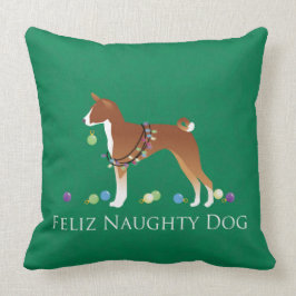 Basenji Feliz Naughty Dog Kerstmis Kussen
