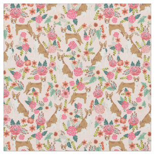 Basenji  floraals roze stof