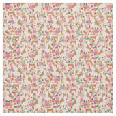 Basenji  floraals roze stof (Swatch)