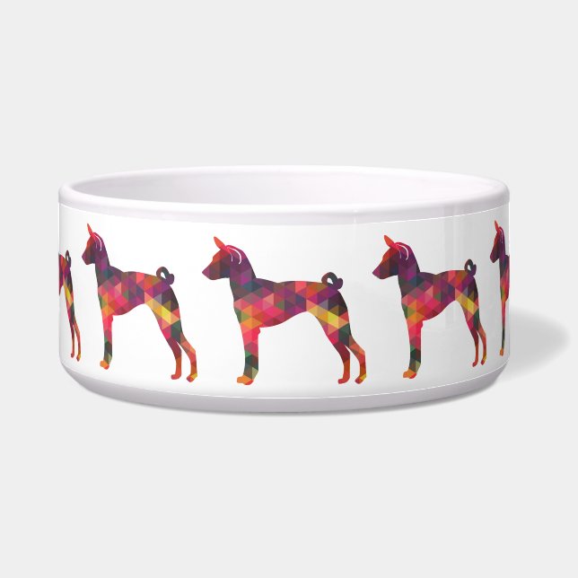 Basenji Geometric Pattern Silhouette Multi Voerbakje (Voorkant)