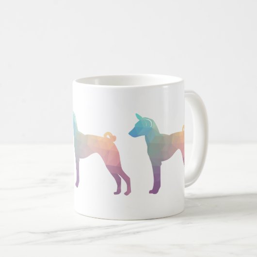 Basenji Geometric Pattern Silhouette Pastel Koffiemok (Voorkant rechts)
