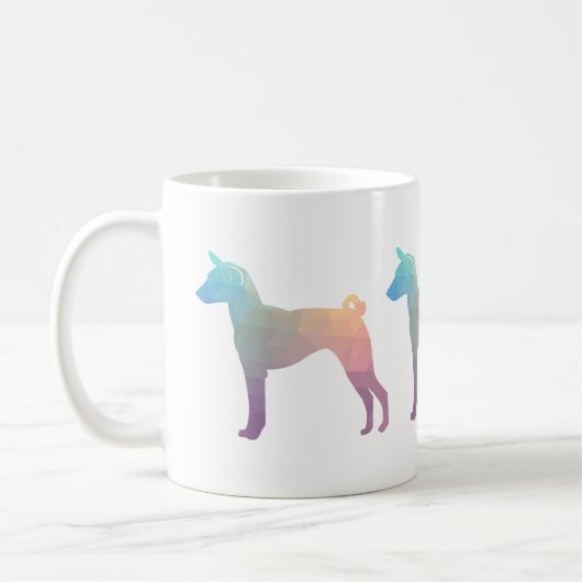 Basenji Geometric Pattern Silhouette Pastel Koffiemok (Links)