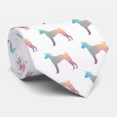 Basenji Geometric Pattern Silhouette Pastel Stropdas (Opgerold)