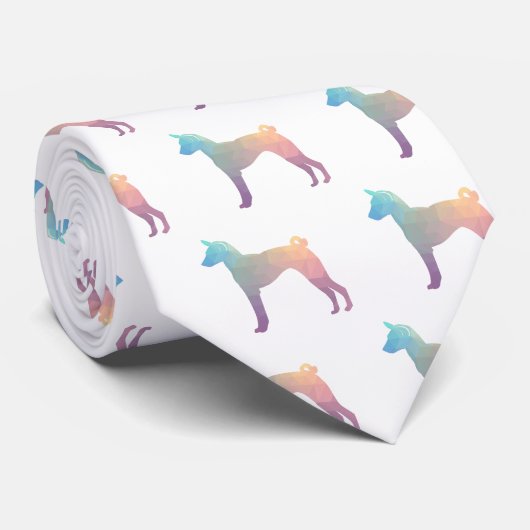 Basenji Geometric Pattern Silhouette Pastel Stropdas (Opgerold)