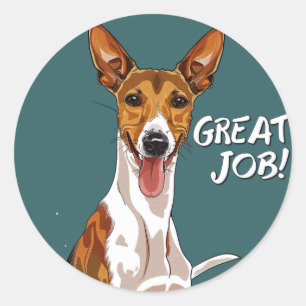 Basenji Geweldige Job Leraar Beloning Ronde Sticker