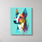 Basenji - Graffiti Neon Ink Splash Canvas Afdruk (Voorkant)
