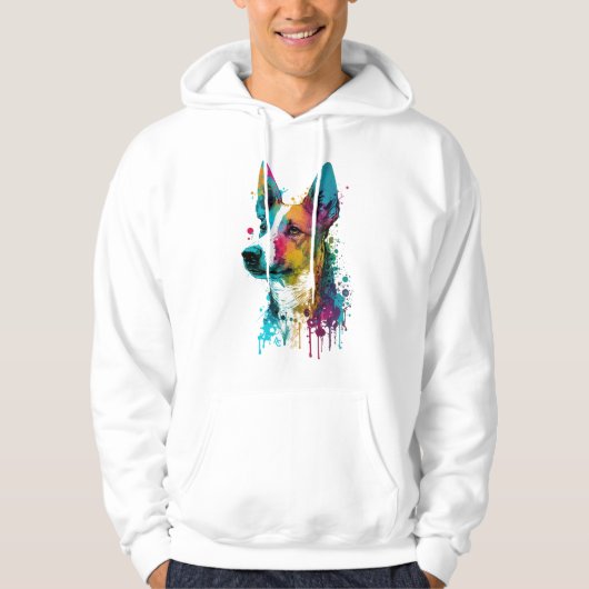 Basenji - Graffiti Neon Ink Splash Hoodie (Voorkant)