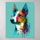Basenji - Graffiti Neon Ink Splash Poster (Voorkant)