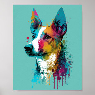 Basenji - Graffiti Neon Ink Splash Poster