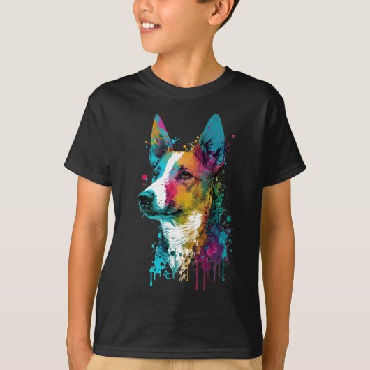 Basenji - Graffiti Neon Ink Splash T-shirt (Voorkant)