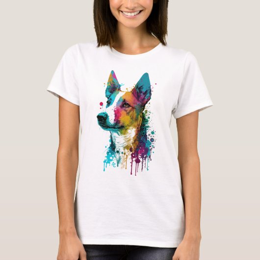 Basenji - Graffiti Neon Ink Splash T-shirt (Voorkant)