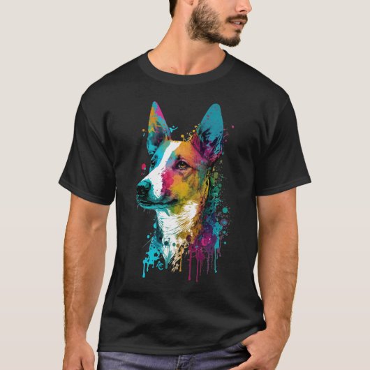 Basenji - Graffiti Neon Ink Splash T-shirt (Voorkant)