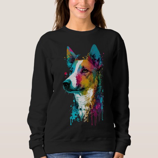 Basenji - Graffiti Neon Ink Splash Trui (Voorkant)