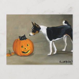 "Basenji Halloween" Dog Art Briefkaart