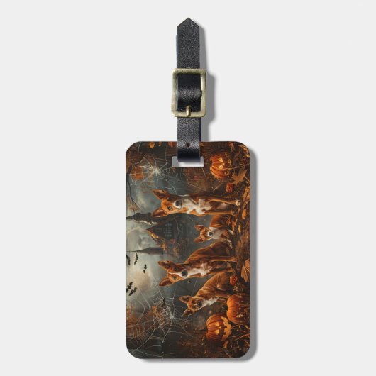 Basenji Halloween Nacht Doggy Delight Bagagelabel (Voorkant verticaal)