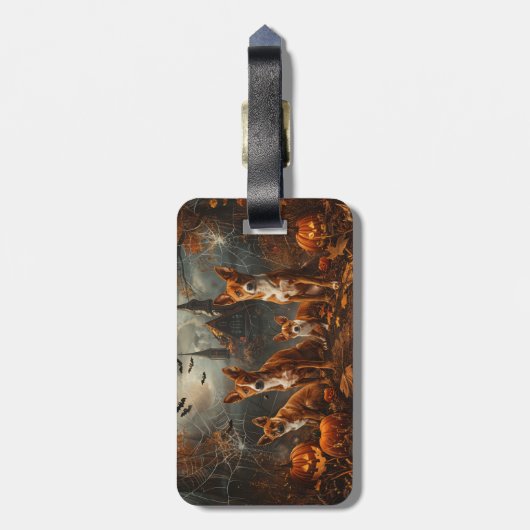 Basenji Halloween Nacht Doggy Delight Bagagelabel (Achterkant verticaal)