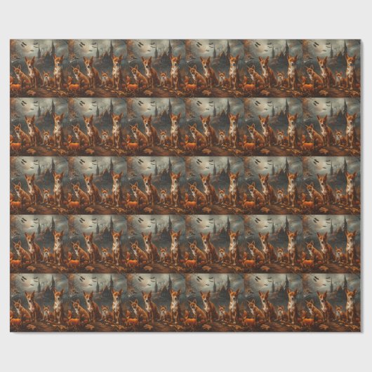 Basenji Halloween Nacht Doggy Delight Cadeaupapier (Vlak)