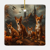 Basenji Halloween Nacht Doggy Delight Keramisch Ornament (Achterkant)