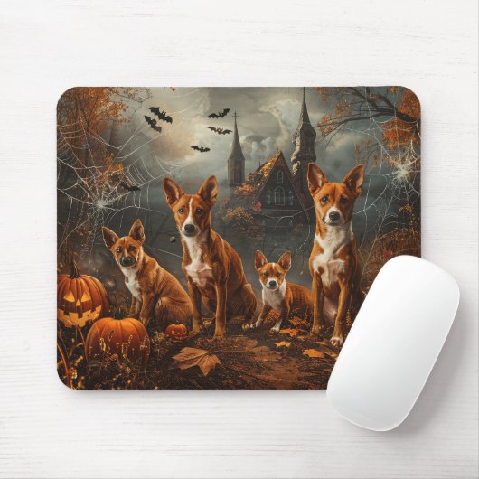 Basenji Halloween Nacht Doggy Delight Muismat (Met muis)